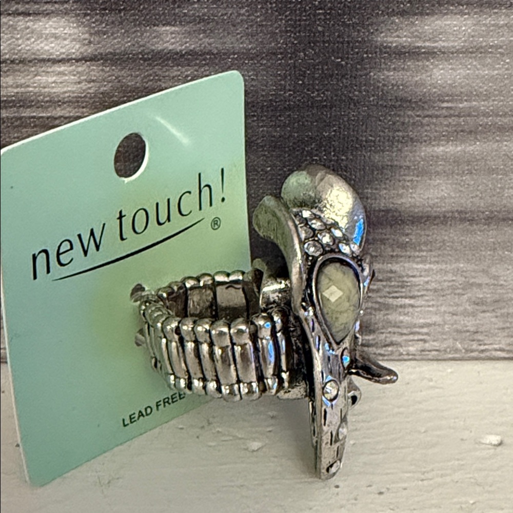 Silver Elephant Ring with Rhinestones - Picture 3 of 6